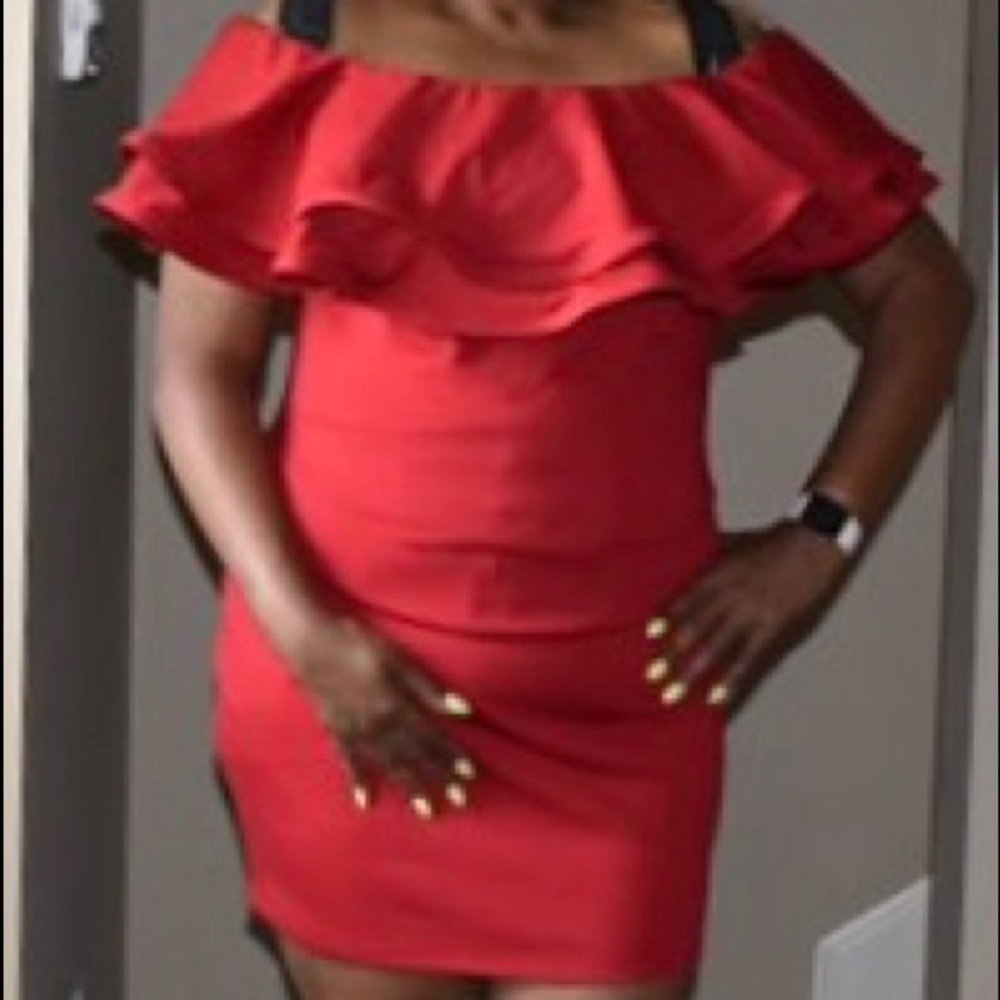 Ruffle Off Shoulder Mini Dress